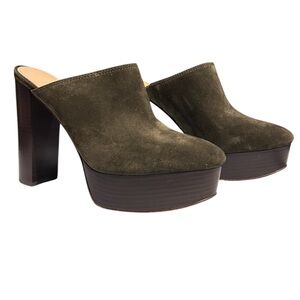 Veronica Beard the Maren Suede Platform Mule in Olive Size 8